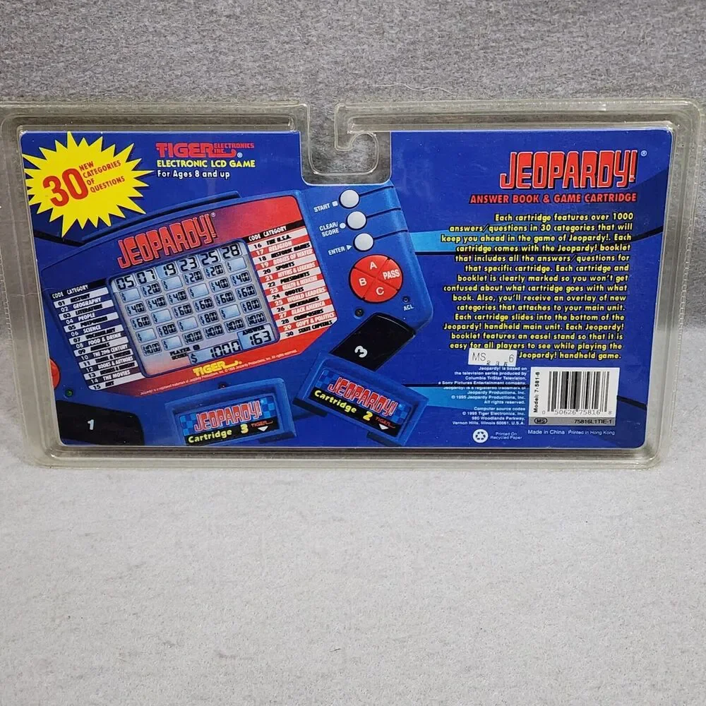 1995 Tiger Electronic Jeopardy Electronic Game Cartridge & Answer Book #6 NIP